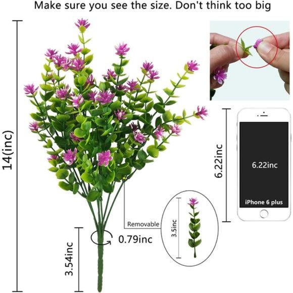 5 Bundles Artificial Flowers for Outdoors, UV Resistant Faux Outdoor Flowers - Picture 2 of 6